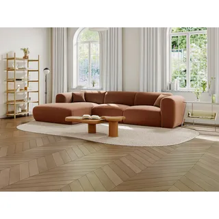 Großes Ecksofa - Ecke links - Samt-Stoff - Terracotta - POGNI von Maison Céphy