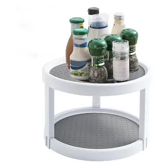 Lazy Susan Drehteller, 2 Etagen, rutschfestes, drehbares Gewürzregal, 25 cm Schrank-Organizer, 360° drehbar, Gewürz-Organizer für Schrank, Speisekammer, Küche, Arbeitsplatte, Esstisch, Schrank