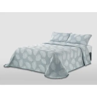 MANTAS MORA - Tagesdecke, Jacquard, recycelte Baumwolle, kombiniert mit natürlichem Gefühl, leicht und atmungsaktiv, Design N15, 235 x 270 cm, Blau