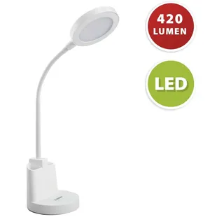 Velamp SWAN2: 7W LED Schreibtischlampe mit Berührungsschalter und Stifthalter. Weiß