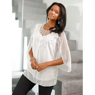 Spitzenbluse LADY, Damen, Gr. 40, beige (ecru), 100% Polyester, Spitze:100% Polyester, unifarben, Rundhals, Blusen Spitzenbluse