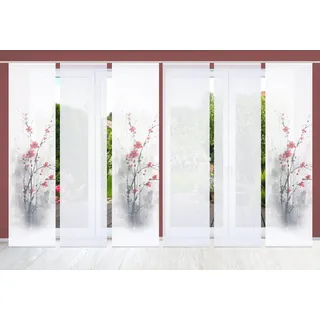 home in green Schiebegardine »BELMIRA« Paneelwagen 6 Stk. tlg. SET DIGITALDRUCK,BAMBUSOPTIK RECYCELT, rot