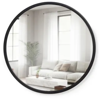 Umbra Wandspiegel – Runder Spiegel für Diele, Badezimmer, Wohnzimmer und Mehr, Schwarz, 61 cm Durchmesser