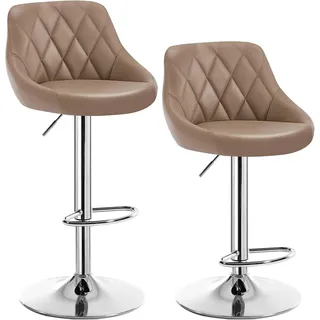 WOLTU 2er Set Barhocker Barstuhl leichte reinige Kunstleder, Gute gepolsterte Sitzfläche, Höhenverstellbar 360° Drehbar, Farbwahl, Khaki - Grün