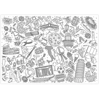 100 Tischunterlagen mit Italien-Motiv I DIN A3 eckig I Platz-Set aus Papier I trendiges Design I Einweg Tischset I schwarz weiß I Gastronomie und Haushalt I dv1000