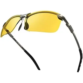 Nachtfahrbrille fahren | nachtbrille zum autofahren | HD Halbrand | Polarisiert | Ultra Light Metall (Nachtsichtbrille)