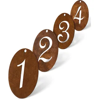 Rostikal Rost Deko Adventszahlen 7 x 4 cm für Kerzen und Adventskranz Zahlen 1-4 basteln für Weihnachten