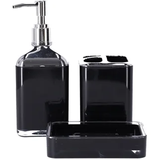 Bad-Accessoires Set 3 Stück BERRETTI, schwarz + chrom - Schwarz