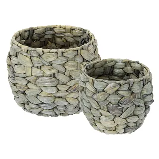 Topfset aus Wasserhyazinthe Pflanzgefäß Gefäß Blumentopf Blumen Pflanzen Pflanztopf Pflanzkorb Übertopf Schale Dekotopf geflochtener Deko Topf Übertopf Vase Korb Blumentöpfe für Kunstblume und Pflanze