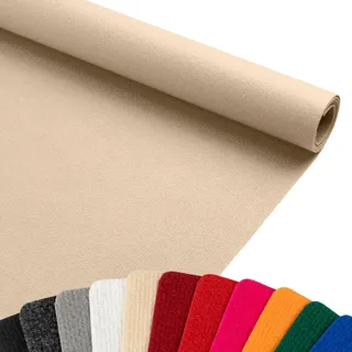 Primaflor Rips Messeteppich Dublin | 100x200 cm | Champagner | Meterware | Gerippte Polypropylen-Meterware für Messe, Event und Hochzeit; Bfl-s1, 3 mm hoch, zuschneidbar