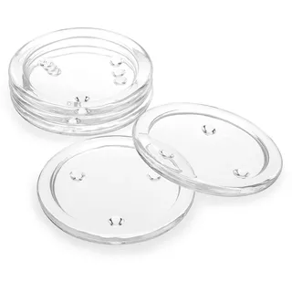 BSTKEY 5 Stück 10 cm runde Glas-Kerzenteller, Tassenmatte, transparentes Glas-Untersetzer-Set, Stumpenkerzenhalter, Ständer für Kerzen