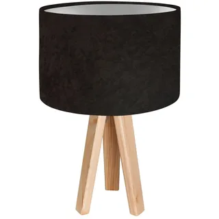 Tischleuchte Braun Silber 46cm Stoff Holz AIMEE Nachttischlampe Schlafzimmer