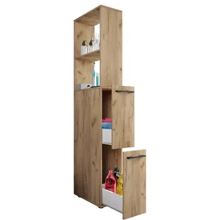 Hochschrank VCM "Holz Badmöbel Nischenschrank Schublade Sadilo XL", braun (honig, eiche), B:25cm T:50cm, Obermaterial: 100% Holz Wood., Schränke, Hochschrank