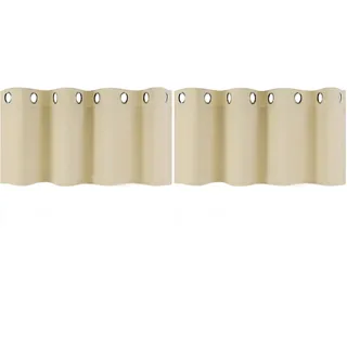 PiccoCasa 2er Set Vorhang Blickdicht Gardinen mit Ösen Verdunkelungsvorhang Kurz Scheibengardine Bistrogardine Modern für Küche Büros Wohnzimmer Schlafzimmer Beige 38H×132B cm