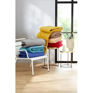 Toison d'or Fleecedecke Teddy aus Polyester, einfarbig, 220 cm x 240 cm, Taupe