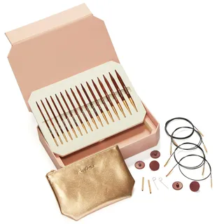 KnitPro Deluxe-Geschenkset – austauschbare Rundstricknadeln Symfonie Rose (3,50–8,00 mm) mit Zubehör