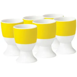 Van Well Eierbecherset , Gelb, Weiß , Keramik , 6-teilig , rund , 16.5x7x11 cm , Geschirr, Tischkultur & Serviergeschirr, Eierbecher