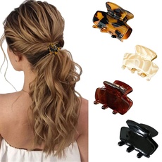 Kleine Haarspangen,Mini Haarkrallen für Frauen und Mädchen,4 Stück Rutschfeste Haarkrallen Kieferklemme Stilvolle Haarspangen aus Schildpatt für Dünnes Dickes Haar