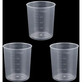 Gosknor 3 Stück Reis Messbecher für Reiskocher, 100ml Transparent Kunststoff Waschbecher für die Küche zum Messen Trockener und Flüssiger Zutaten