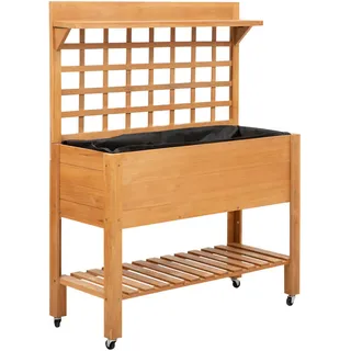 Outsunny Hochbeet, Braun, Tanne, nicht gewebter Stoff , Holz , 40x135x105 cm , Gartenzubehör, Hochbeete