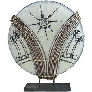 Deko-Leuchte Stimmungsleuchte asiatische Lampe Stehleuchte Tischleuchte Tischlampe Bali Asia PALME weiß groß 46 cm - Weiß