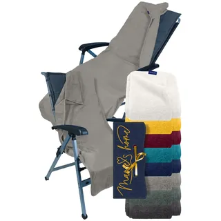 Marie ́s Home Frottee - Schonbezug für Gartenstuhl und Gartenliege Gartenstuhlauflagen 60x130 für Campingstuhl Campingliege Klappstühle Saunaliege Strandliegen Poolliegen, 60 x 130 cm, Silber