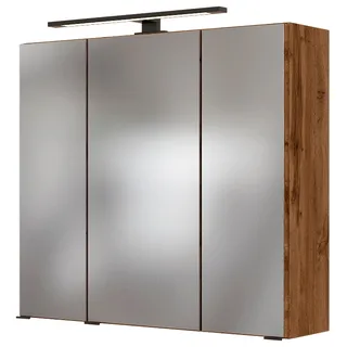 welltime Spiegelschrank »Luena«, Breite 70 cm, mit 3D-Effekt, dank drei Spiegeltüren, braun