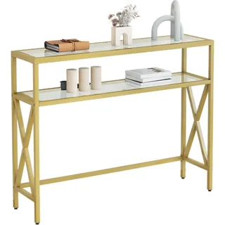 YMYNY Konsolentisch Gehärtetes Glas Sofa Regal Gold 101×25×80.5CM - Gold