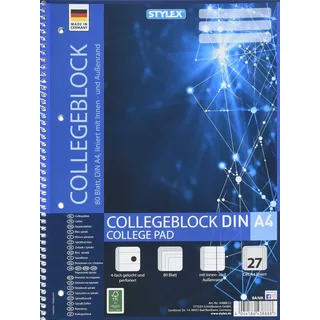 Stylex 43888 Spiral-Kollegblock A4, 80 Blatt, liniert