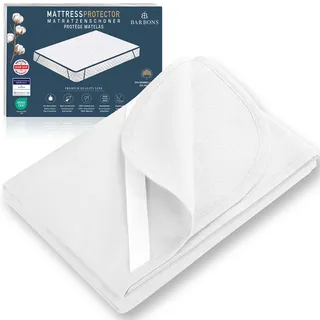 BARBONS Matratzenschoner 200x200 - Oeko-TEX Zertifiziert wasserdichte Matratzenauflage Baumwolle Inkontinenzunterlage waschbar Nässeschutz Matratzenbezug Atmungsaktiv 200 x 200 cm