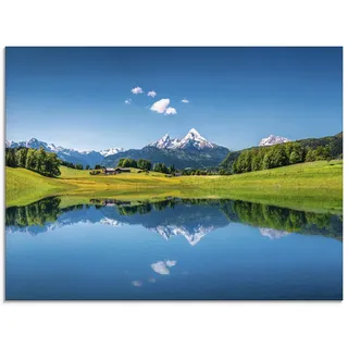 ARTland Wanddeko Glasbilder Wandbild Glas Bild einteilig 80 x 60 cm Alpen Landschaft Berge Sommer Natur B6VF