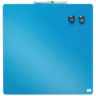 Nobo Quadratisches Magnetisches Mini-Whiteboard, Rahmenlos, Trocken Abwischbar, Leicht zu Reinigen, Wandmontage, Zuhause/Büro, 360 x 360 mm, Blau, 1903873