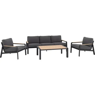 Lounge-Set Branford 4-teilig Alu-Stahl Holz Anthrazit-Beige