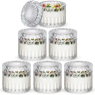 NiHome Kerzengläser 240ml mit Deckel, 6er Set, Hochwertige Gläser für Kerzen mit Einzigartigem Geprägtem Design, Hitzebeständige Teelichtgläser für Kerzenherstellung, Wohnkultur & Besondere Anlässe