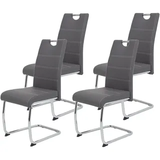 Hela Schwingstuhl Flora Kunstleder grau 4er Set