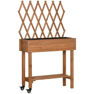 Outsunny Hochbeet, Braun, Tannenholz , Holz , 29x130x79 cm , Gartenzubehör, Hochbeete