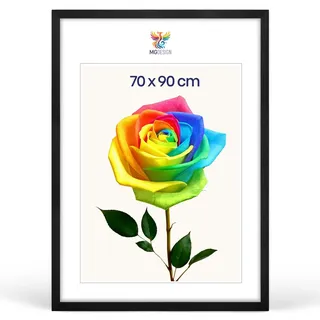 MG Design Bilderrahmen 70 x 90 cm – Posterrahmen mit Schwarz Holzrahmen (Echtholz) und bruchsicherem Acrylglas, Hoch & Quer mit verstärkter Wandaufhängung