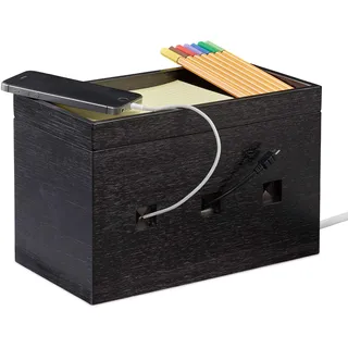 Relaxdays Kabelbox 25,5 x 14,3 x 14 cm 1-tlg. schwarz