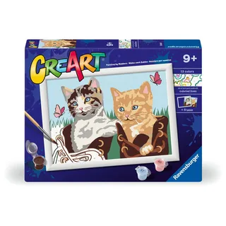 Ravensburger CreArt Serie D: Kätzchen in Stiefeln, Malen nach Zahlen für Erwachsene und Kinder, Gemälde nach Zahlen, inklusive komplettem Malset und Rahmen, für Kinder ab 9 Jahren, 24 x 18 cm