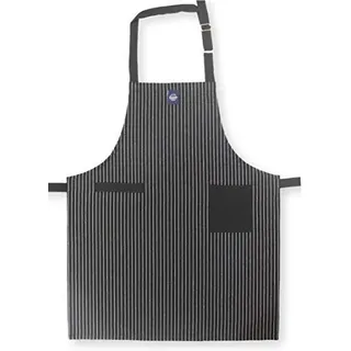 Encasa XO Verstellbare Küchen Schürze mit Taschen und Handtuchhalter, 68x85 cm, recycelte Baumwolle, für Zuhause, Restaurant, Männer & Frauen, Kochen, Backen - Metzgerstreifen schwarz
