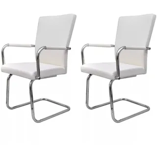 vidaXL Freischwinger 2 Stk. Weiß Kunstleder - Weiß