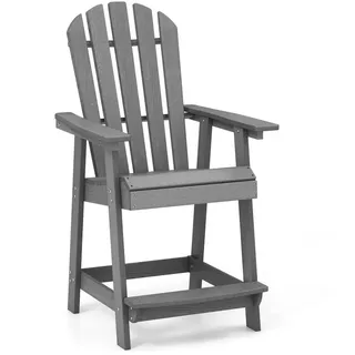 Costway Stuhl Hoher Adirondack Grau , Kunststoff , 85x119x70 cm , Gartenmöbel, Gartensessel, Gartenstühle