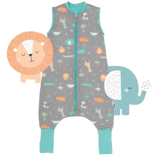 schlummersack Schlafsack mit Füßen Sommer 1 Tog 120 cm dünn Safari | Kinder Schlafsack mit Beinen und verlängerten Bündchen für eine Körpergröße 120-130cm Füßen 1 Tog