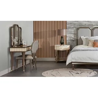 Schminktisch Stuhl Luxus Konsole Kommode Schlafzimmer Konsolentisch Holz 2tlg - Braun