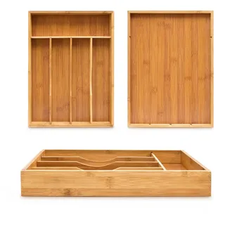 Relaxdays Besteckkasten Holz 25,5 x 4,5 x 34 cm Braun