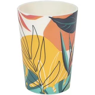 HOME DECO FACTORY, KA0481, Multicolor Tropical Design Reusable Plastic Cup, ideal for Parties and Events, Light and Durable, Easy to clean, 25Cl, Multicolor