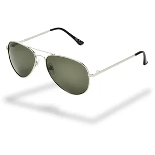Foster Grant Retro Aviator-Sonnenbrille für Damen & Herren – Klassische Pilotenbrille mit silberner Metallfassung, kratzfesten grünen Gläsern & UV400-Filterung