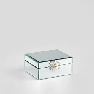 home&you Schmuckkästchen, Silber, Glas, 17x8x15 cm, Ordnen , Aufbewahren, Schmuckaufbewahrung