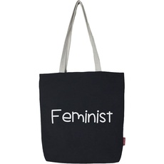 hello-bags Damen N-003-FEMINIST Tote Bag, Schwarz
