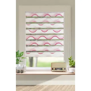 my home Doppelrollo »Welle« Lichtschutz Sichtschutz   Verdunkelung ohne Bohren freihängend Fixmaß, Klemmfix-Duo-Rollo, Doppelrollo "Welle", Klemmträger, rosa